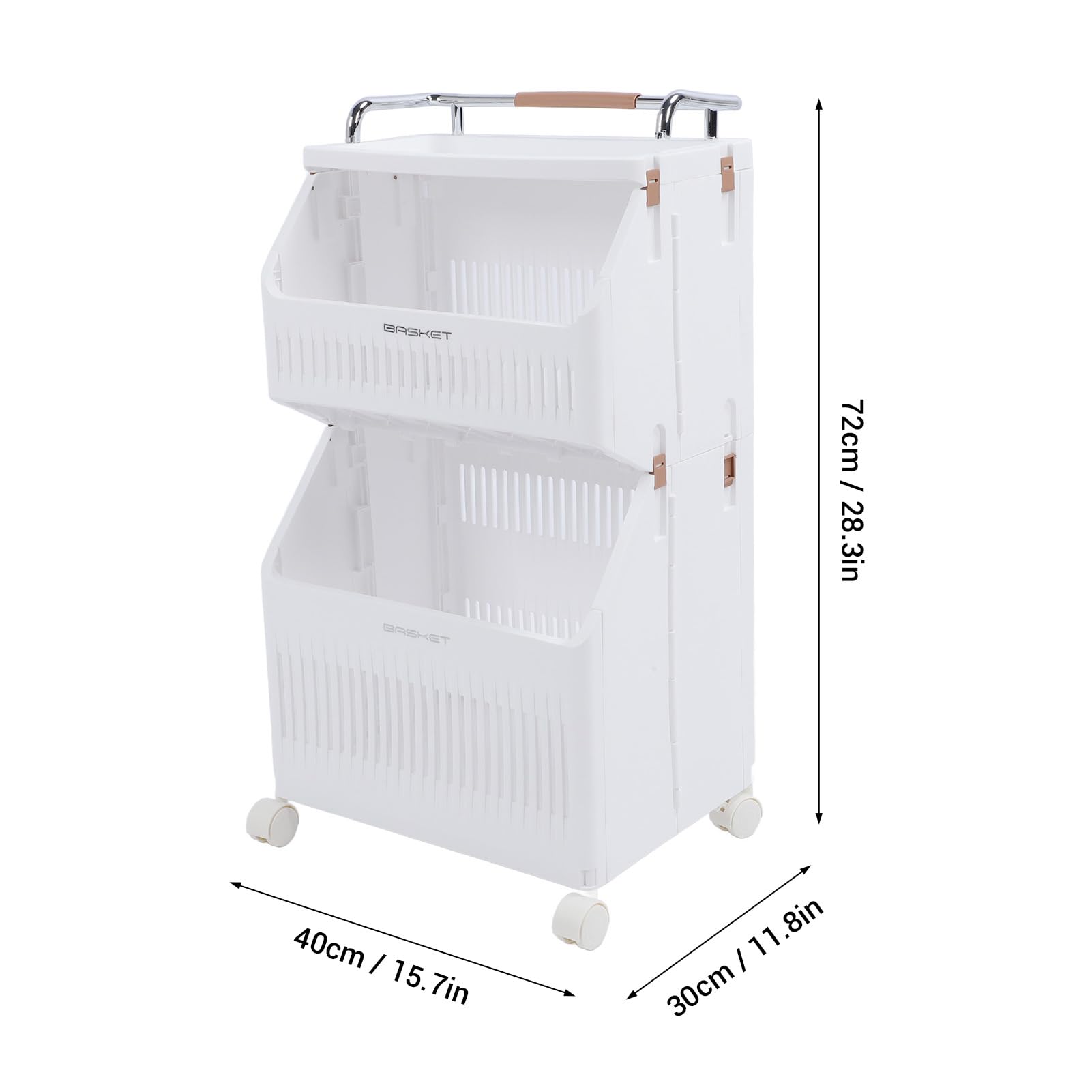 Luqeeg Carrello Portaoggetti con Ruote Organizer per Biancheria Organizer Multiuso Cesto Portabiancheria Pieghevole con 4 Ruote per Bagno Lavanderia Soggiorno Cucinotto 3 Ripiani (2 strati)
