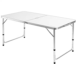 Folding Aluminium MDF Camping Table with Handle 120 x 60 x 70 cm Adjustable Height 3 Levels