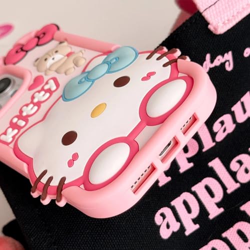 Image of COVERLY for iPhone 12 Pro 3D Cartoon Hello Kitty Case,Full Protective Bow Cat Girly Kitty Doll Back Case Teddy Bear Cute Soft Silicone Stylish Fashion Aesthetic Cover for Apple iPhone 12 Pro