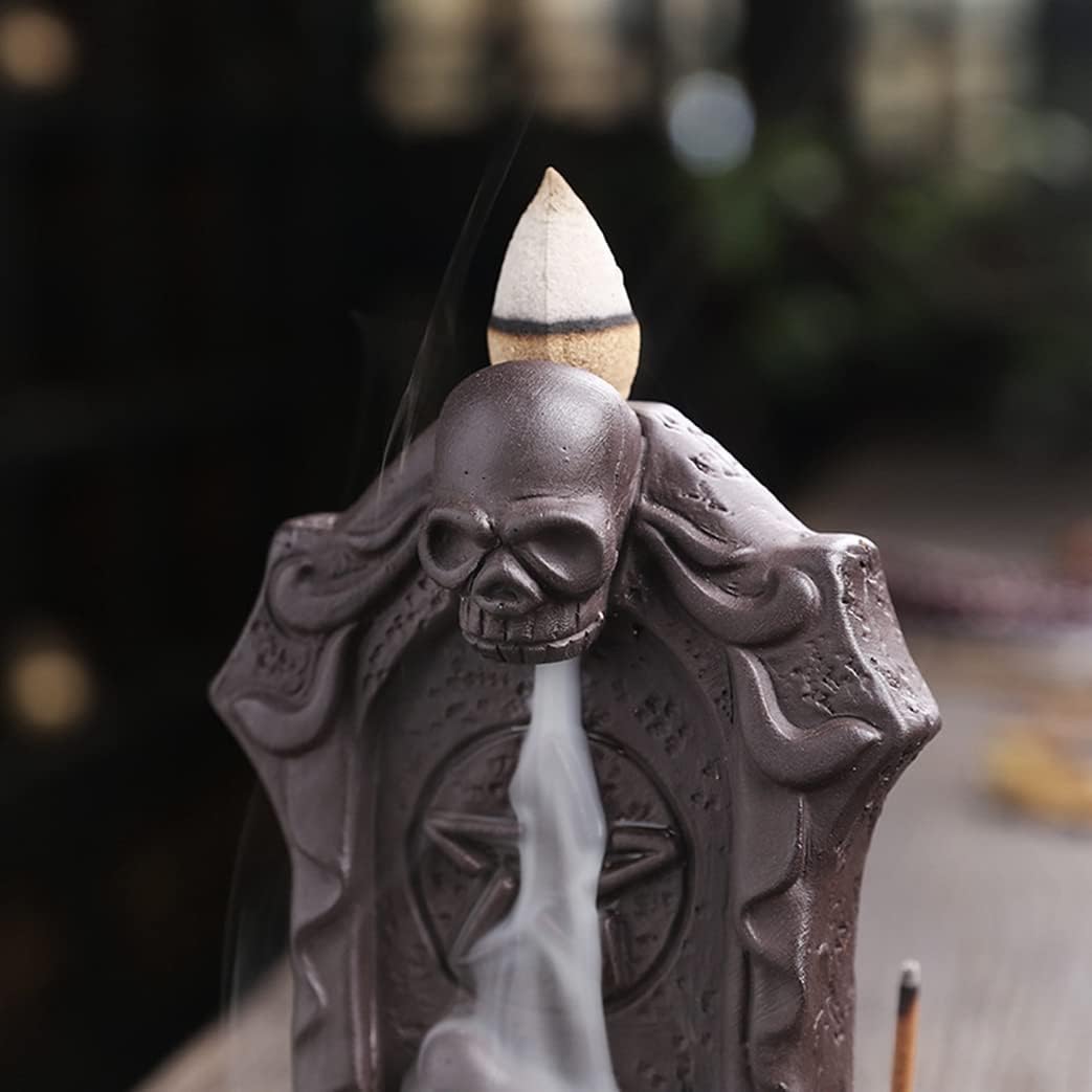 European-Style Halloween Backflow Incense Burner Creative Skull Smoke Waterfall Aromatherapy Holder Sticks Ornamental