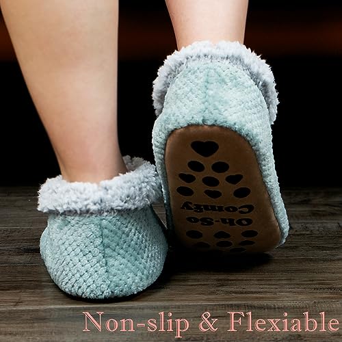 Soft Fuzzy Slippers for Women Indoor, Warm Furry House Sock Shoes Fluffy Lined, Bedroom Booties Non-Slip Gripper Soles, Winter Cozy Christmas Gifts3
