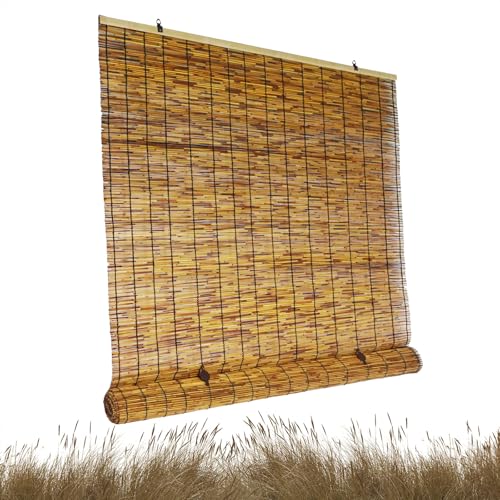 sur Mesure sans Fil Store Bambou Exterieur Stores Enrouleurs Rideaux en Roseau pour Terrasses, Tissés à La Main, Faciles à Installer, Respirants, Filtrant...