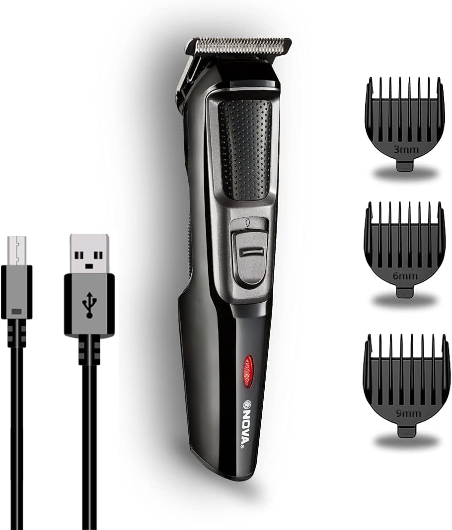 NHT 1074 USB , Cordless , Rechargeable: 30 Minutes Runtime Beard Trimmer for Men (Black)