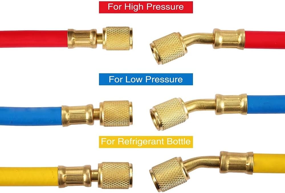 2.9/59/70.8Ft (0.9/1.5/1.8M) 1/4" HVAC Refrigerant Charging Hose, 600PSI Working Pressure, Compatible with R22/R134A/R502/404A for Car Auto AC Systems(1.5M)
