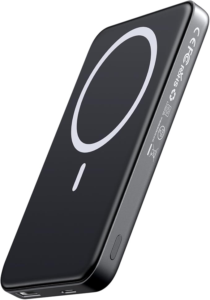 Portable Charger for Magsafe Power Bank - 10000mAh Magnetic Phone Charger, USB-C 22W PD Fast Charging, Slim Wireless Battery Pack for iPhone 17/16/15/14/13/12 Series, for Travel Cruise Essentials