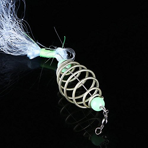 Ganchos de peixe limpos rede de pesca de malha pequena com contas luminosas noturnas anel de rolamen