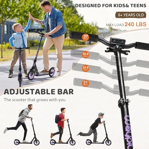Image of WAYPLUS Kick Scooter for Ages 6+,Kid,Teens & Adults.8 Big Wheels,240lb