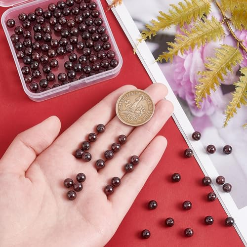 OLYCRAFT About 120~126pcs 6mm Natural Garnet Stone Beads Natural Garnet Beads Round Loose Gemstone Beads Energy Stone 5.5~6.5mm for Bracelet Necklace Earrings Jewelry Making DIY Crafting - Image 3