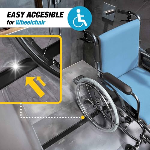Image of Shower Threshold Water Dam Barrier 100 inch - Black Collapsible Shower Water Blocker - Guard for Walk in Shower - Water Guard Stopper for Floor - Shower Door Water Blocker - Triangular - By Hippo Dam