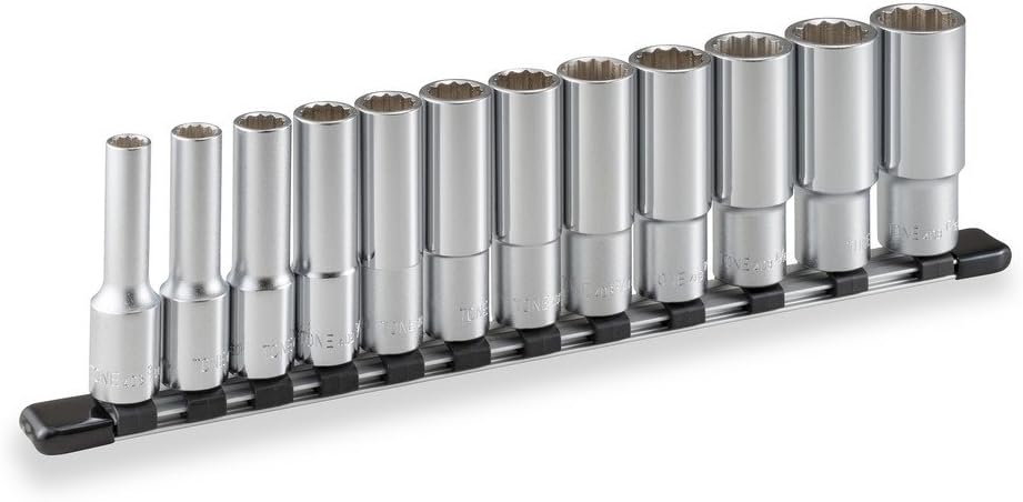 TONE Deep Socket Set with Socket Holder 12-Point (Inch Size) HDBL412 1/2" Inch Drive 12-Piece