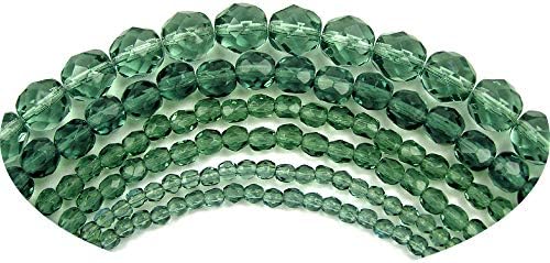 Turmalina de 0.315 in (51 cuentas), cuentas de vidrio facetadas redondas pulidas al fuego checo
