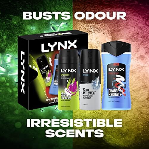 LYNX Mixed Trio bodywash, body spray & anti-perspirant, 3 piece Gift Set for him, perfect for his daily routine