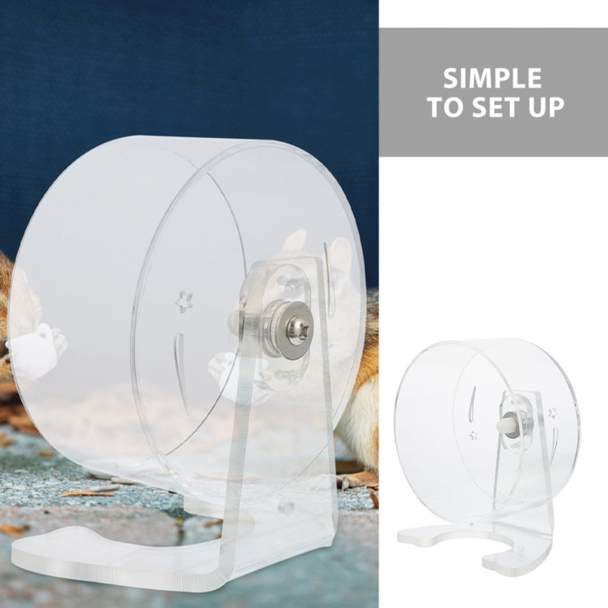 COHEALI Roue d'exercice Silencieuse pour Hamster en Acrylique avec Support, Intérieur Spacieux et Installation Facile pour Cage d'animaux Petits comme Souris