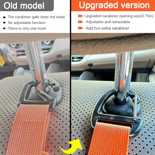 Image of Car Headrest Hooks, Backseat Storage Organizer Hangers, Universal Vehicle Seat Back Hooks, 4 Pack (Orange)