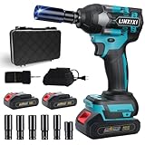 Schlagschrauber Akku 1000Nm für Makita 18V Batterie 3000RPM mit 2pcs 18V 2,0Ah Akkus 1/2 Zoll Bürstenloser mit 6 Schlagbuchsen für Schraube und Mutter Auto LKW Reifen Removal