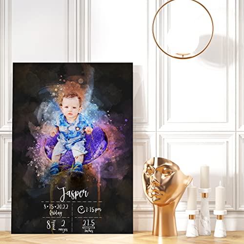 Awesometik Personalized Baby Birthday Art My First Year My First Birthday Baby Metrics Stats Baby Boy Girl Metric Baby Keepsake Personalized Watercolor Wall Art Baby Shower #TOP3