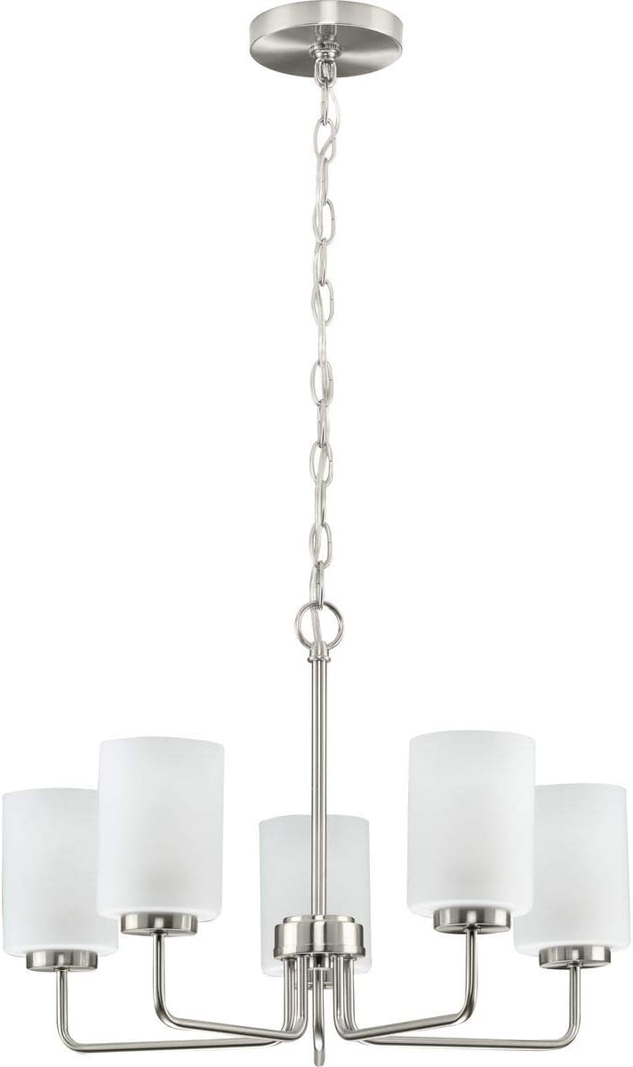 Merry Collection 5-Light Brushed Nickel Etched Glass Transitional Chandelier Light