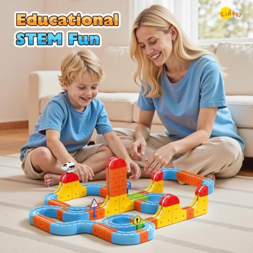 Image of Pampam Magnetic Electric Train Set for Kids 3-9 Years, 150 PCS STEM Building Blocks Race Track Toy, DIY Anti-Gravity, Boys & Girls