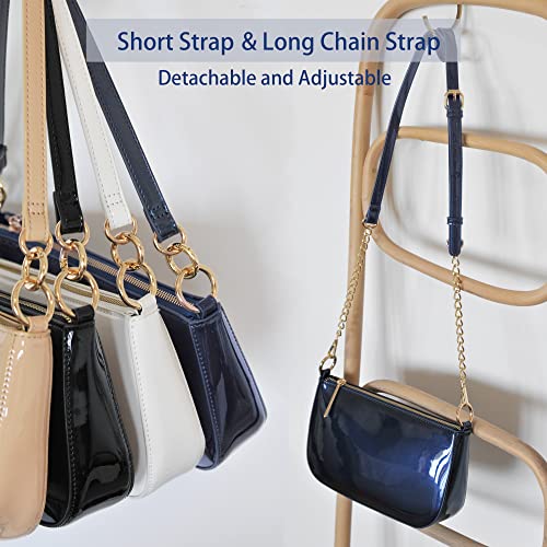 HOXIS Glossy Faux Patent Leather Women Shoulder Bag Shiny Clutch Crossbody Bag 90s Purse4