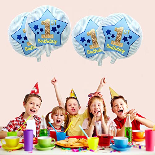 Image of AMFIN (Pack of 4) Happy Birthday Foil / 1st Birthday Decoration item /Boy Decoration Balloon /Foil Balloon Birthday /Theme Birthday Star