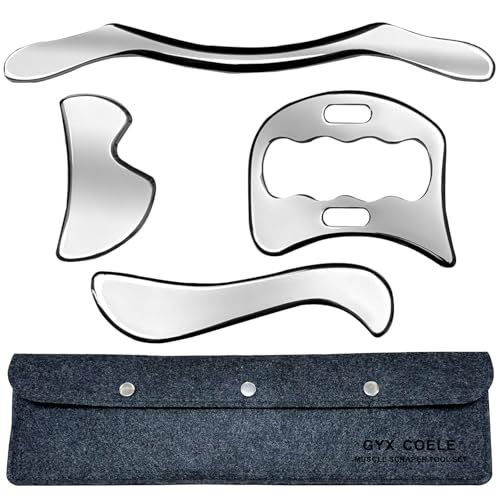 GYX COELE 4 in 1 Stainless Steel Gua Sha Muscle Scraper Tool, Professional IASTM Physical Therapy