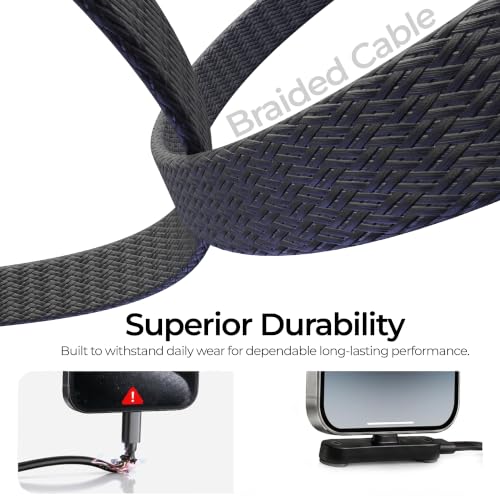 Image of Zebronics Wattz 100CC2 Type-C to Type-C Cable, 1.5m Braided, 100W PD, 5A Fast Charging, 480Mbps Data Transfer, Charge & Sync, Phone Holder, Mobile, Tablet & Laptop Compatible (Black)