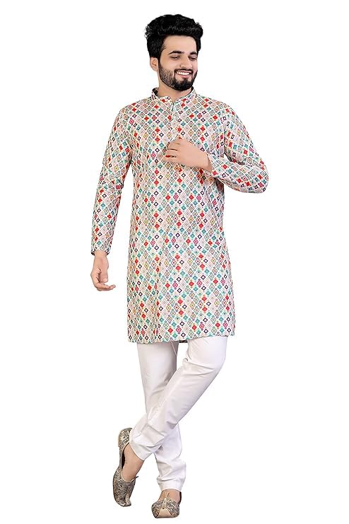 Pyjama Kurta homme coton multicolore pour vos moments de détente à la maison