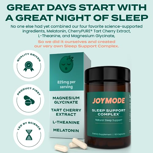 Joymode Sleep Aid Supplement For Adults (60 Ct) With L Theanine, Melatonin & 125Mg Magnesium Glycinate, 500Mg Tart Cherry Extract From Cherrypure For Sleep Support #TOP3