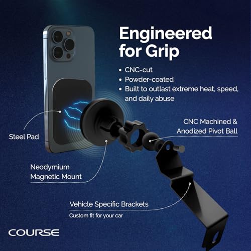 Image of Course Motorsports Direct Fit Magnetic Phone Mount | Jeep Grand Cherokee Phone Holder | Magnetic Phone Holder | MagSafe Compatible | Compatible with Jeep Grand Cherokee WK2 (2011-2022)