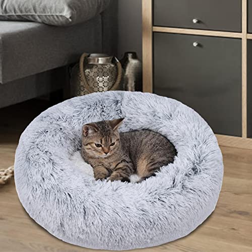 Cama fofa para estimação | Camas pelúcia para gatos interior - Cama redonda pelúcia quente e macia p