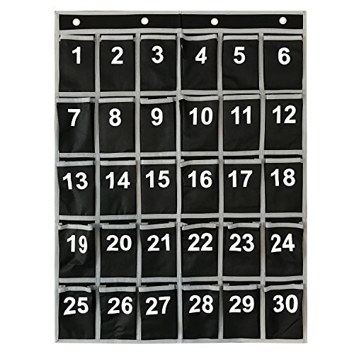 30 Numbered Pocket Cell Phone and Calculator Pocket Chart Hanging