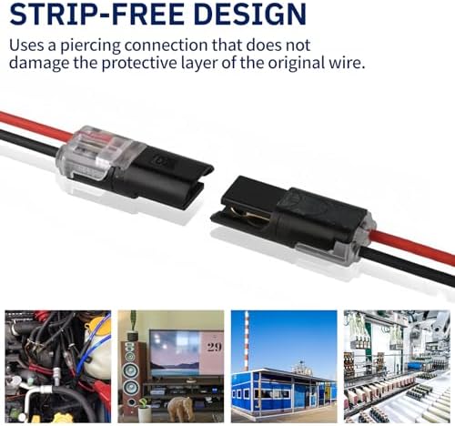 100 PCS Double Wire Plug in Connector Led Light Strip, 2 Pin Low Voltage Electrical Cable Connectors with Locking Buckle, Solderless No Stripping for Fast Connectors - 3