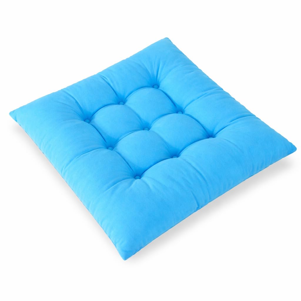 cushion mania Seat Pad Cushion with Ties – Thick Tufted Chair Cushion for Dining Chairs, Kitchen Chairs & Office Seating – Soft Padded Chair Seat Cushion for Home & Garden (Turquoish Blue, 1)