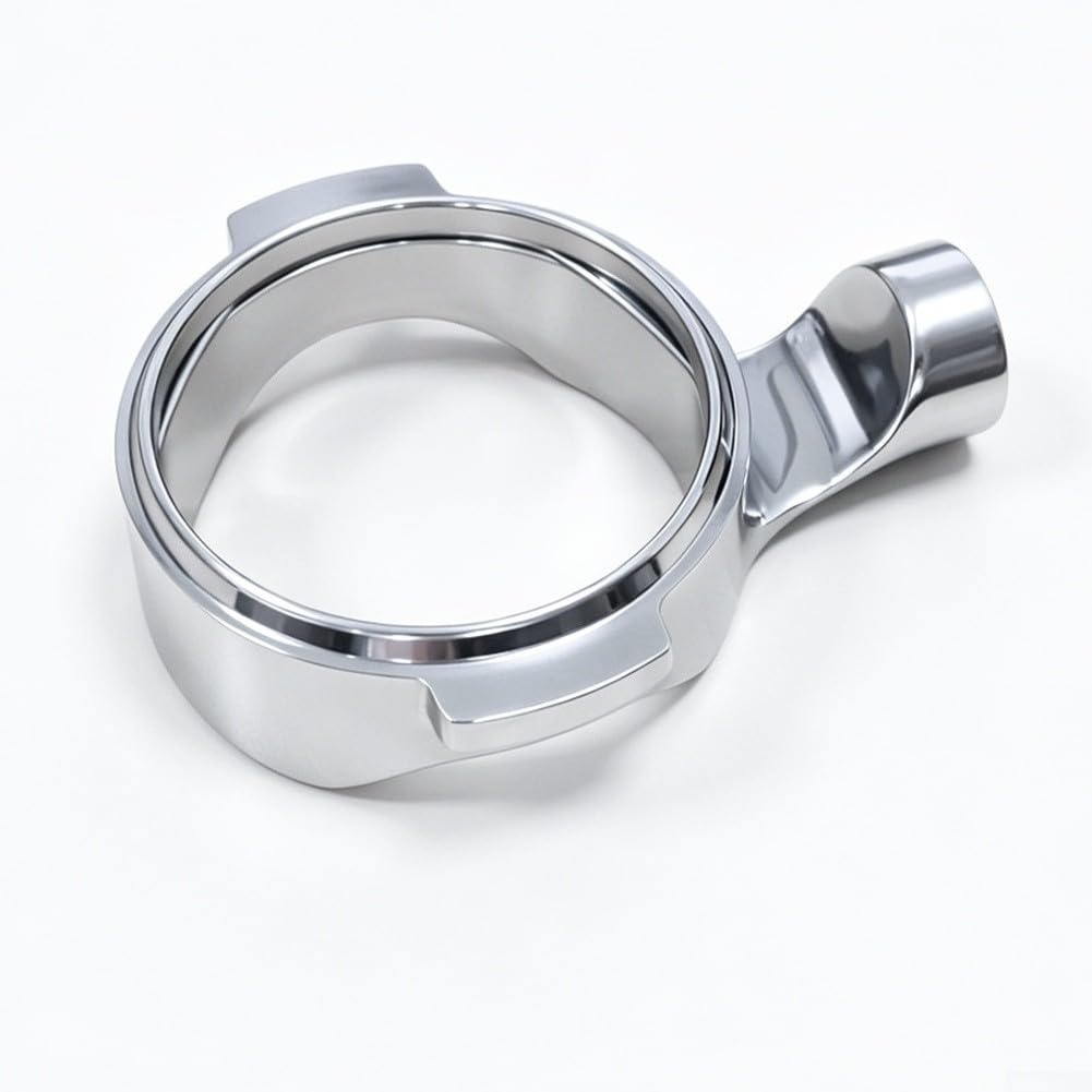 Filtro portafiltro sin fondo de 58 mm para portafiltros para cafetera espresso de acero inoxidable con doble cesta plana mango plano control de extracción precisa, color negro y blanco (B)