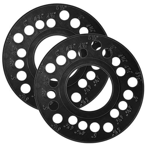 Feekoon 2 PCS Wheel Bolt Pattern Measuring Tool, 5 Lug Bolt Template, Trailer Axle Circle for 4, 5, 6, 8 Holes, Essential for Precision Lug Pattern Measuring, Ensure Correct Wheel Fitment (Black)