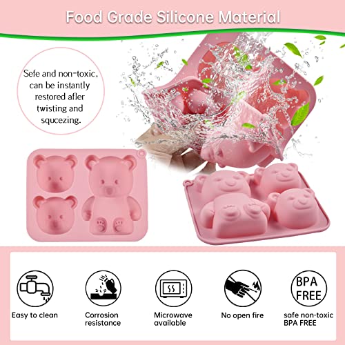 Ostereier Hasen Silikon Formen für Schokolade, 2 Stück 3D Osterei Hase Form für Gummy Schokolade Süßigkeiten Badebombe Kuchenform Osterdeko (Bear)