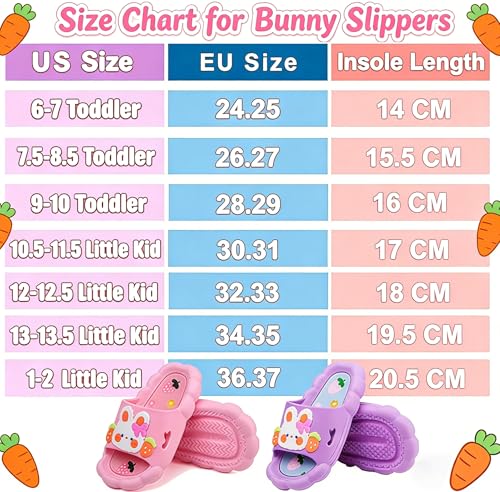 Image of Bunny Kids slides, Girls Slides Non-slip Summer Beach Pool Shoes Toddler Cartoon Slide Sandals Indoor& Outdoor Garden Slippers Shower Shoes
