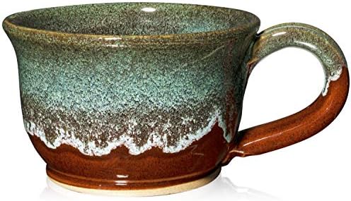 Uncommon Clay 18oz Mug for Coffee, Latte, Cappuccino, Soup, Cereal, Ice Cream Handmade in the USA (Chestnut/Sage)