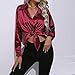 Women's Satin Silk Blouse Tops Long Sleeve Button Business Work Shirts Office Dress Tunic Blouses Elegant Clothes (Wine Red,Small)