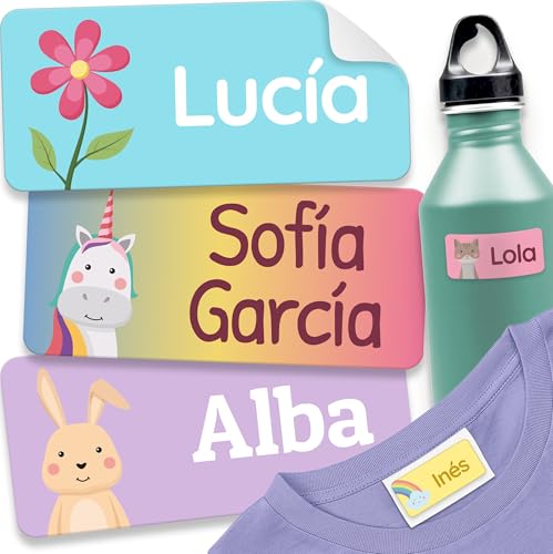 melu kids® Etiquetas para Ropa Personalizadas (60 piezas, armonía) - No es necesario planchar, pegatinas personalizadas para pegar y lavables a máquina (lavadora y lavavajilas)