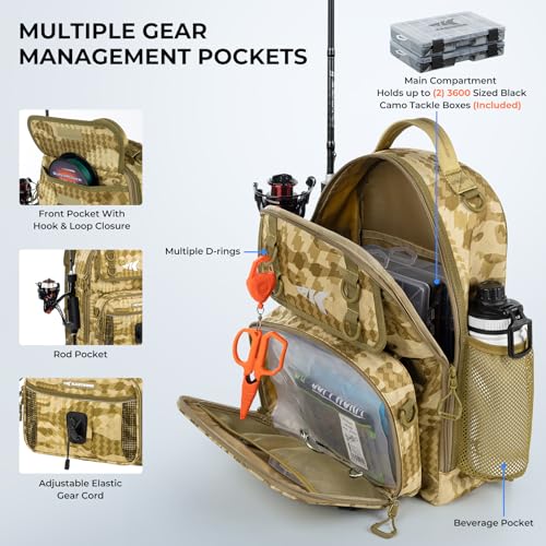 Image of KastKing BaitSpace Fishing Sling Bag, Fishing Backpack with Rod Holder