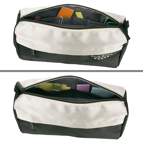Image of Five Star Pencil Pouch, Pen Case, 9-Pocket Zipper Pouch, Storage Organizer for School Supplies Earbuds Chargers Cables Makeup, Black /Grey (505600A-ECM) (Pack of 12)