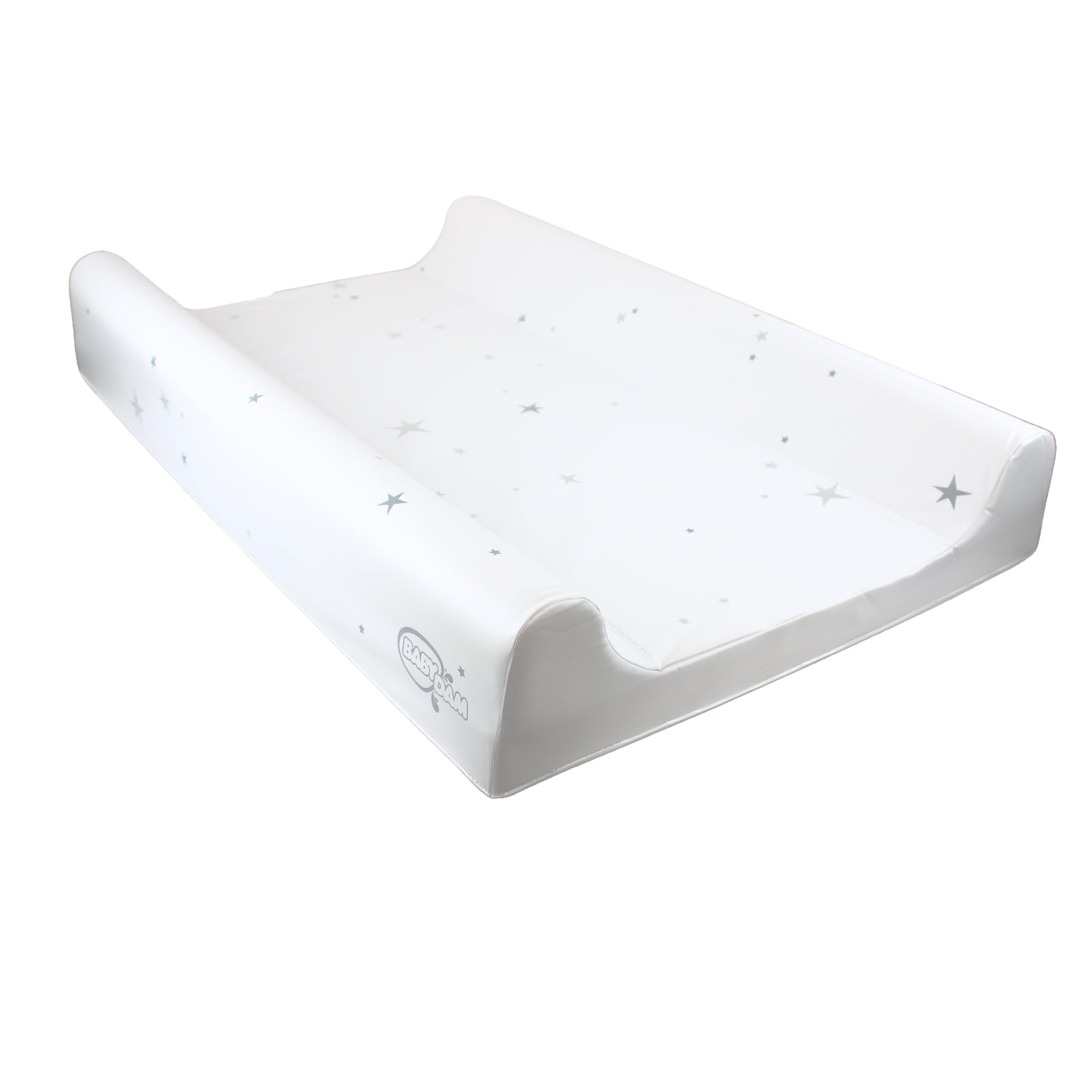 BabyDam Luxury SuperMax - Cambiador de cuña para bebé, fácil de limpiar, 70 x 45 cm, color gris y blanco