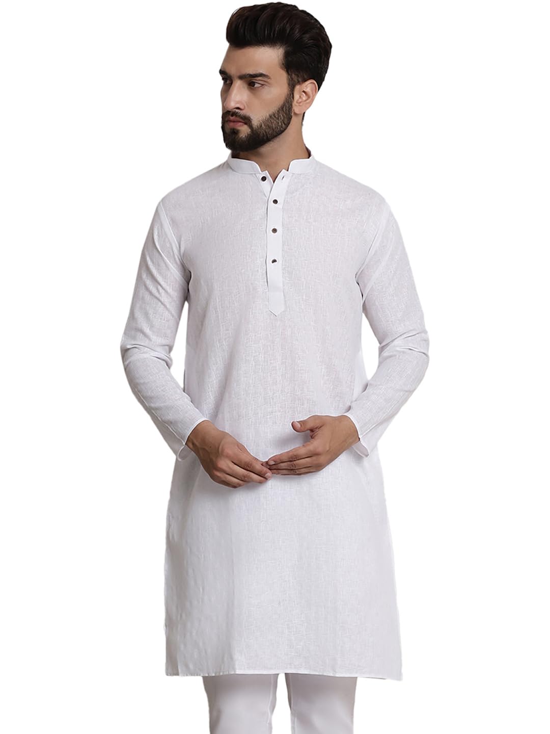 Sojanya (Since 1958 Men's Cotton Blend White Checked Only Kurta