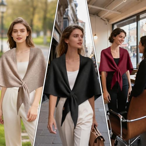 Pashmina Shawl Wraps Women Knitted Shawls and Wraps Cardigan Cape Wool Cashmere Shoulder Top Sweater Shawl Scarf forDailyWear3
