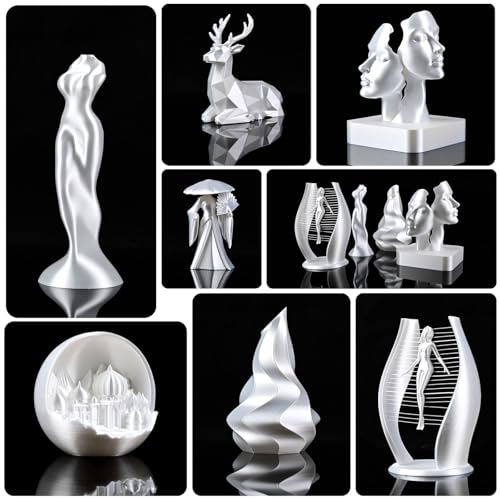 Image of OVV3D Silk PLA Filament 1.75mm, Upgrade White PLA Filament 3D Printer Filament, Silk White 3D Printing Filament, 3D Filament 1.75 + /- 0.02mm, Silk 1.75 PLA Filament for 3D Printer and 3D Pen, 1kg