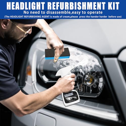 Automotive Headlight Restoration Kit,Headlight Cleaner for Cars,Headlight Refurbishing Kit,Headlight Refurbishing Agent with Headlight Protective Agent,Towel,Sponge - Image 4