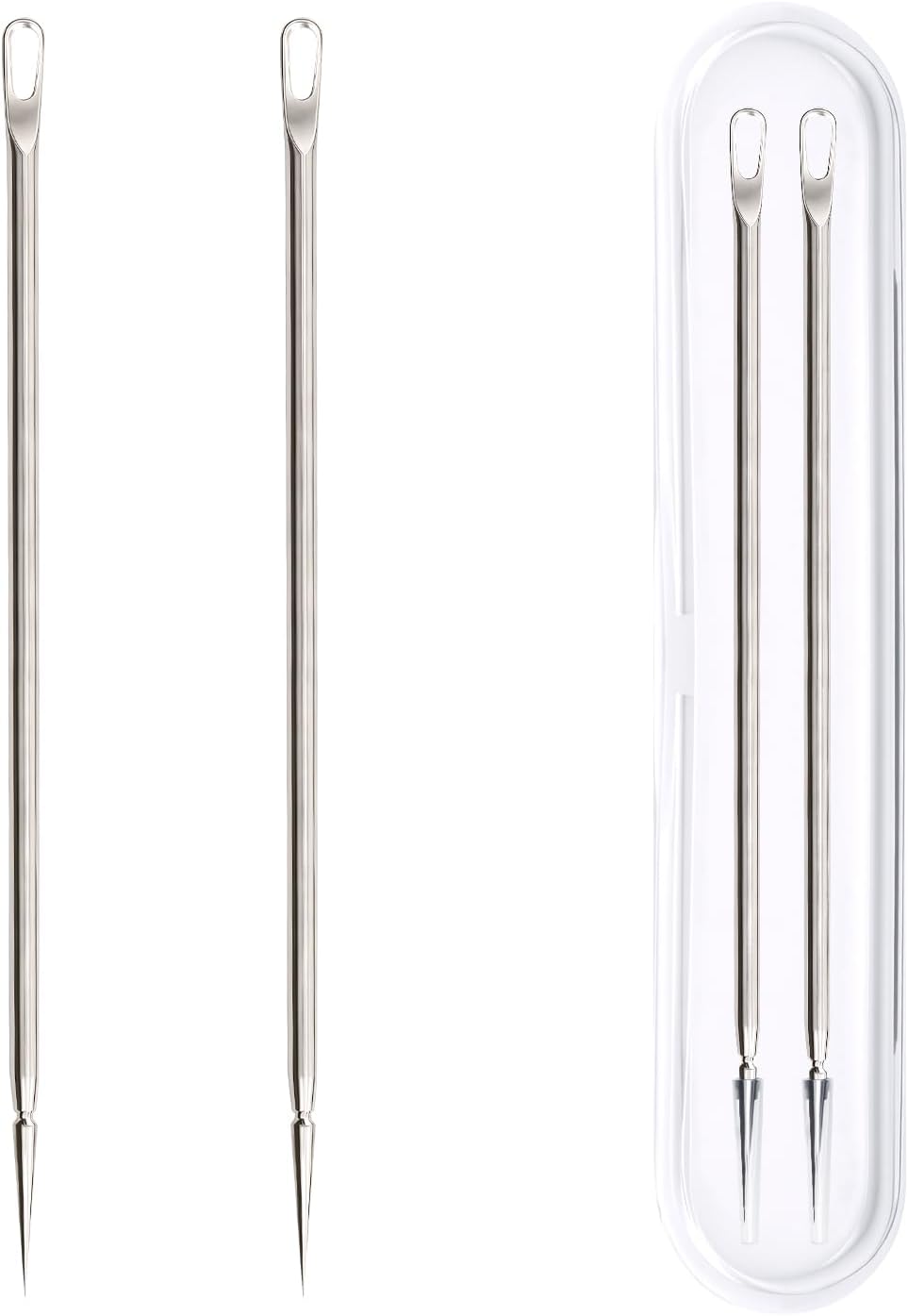 Titanium Lancet Needle Pimple Popper Tool, 2Pcs Blackhead Whitehead Extractor Kit with Storage Box