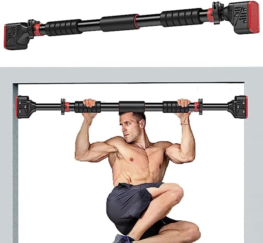 Andes Barra de Dominadas, Barra de Puertas Ajustable de 70 a 95 cm, Antideslizante y soporta 200 kg. Ideal TRX y entrenamiento en casa. Incluye video tutorial paso a paso, instalación rápida y segura
