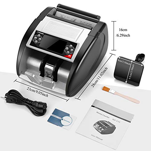 Nx-510 Business Grade Money Counter Machine With Counterfeit Bill Detector(Uv/Mg/Ir), Portable Bill Counting Machine With Led External Display, Hidden Handle, 6 Modes, Fast Count #TOP7
